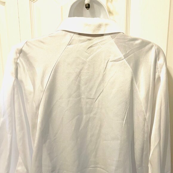 Ellen Tracy Women's X Small White Flowy Sleeves-Collar-Shine-Button Up Long Sl. - Picture 14 of 16